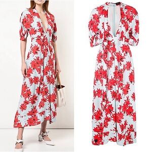 ‪Proenza Schouler‬ Splatter Floral Tie Neck Dress‬ Size 10